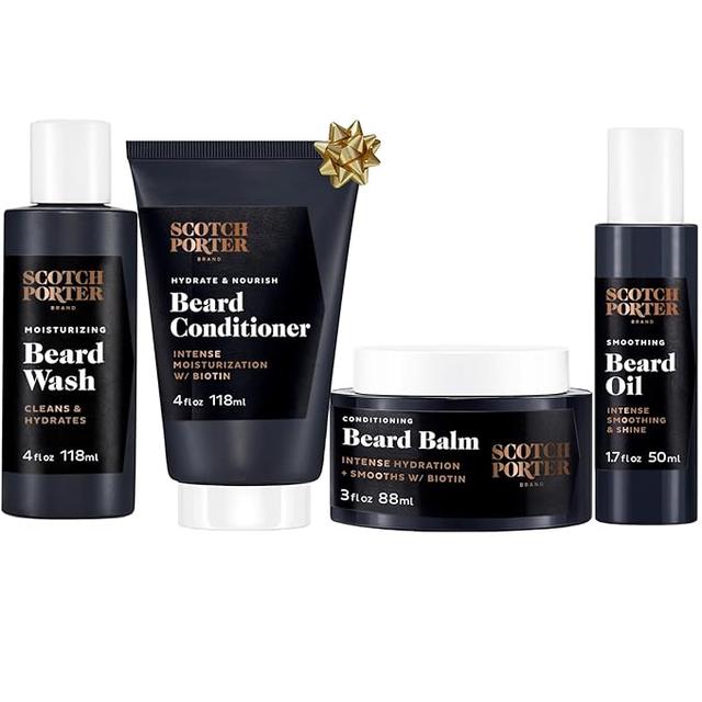 Scotch Porter Beard Kit | Includes Beard Wash, Beard Conditioner, Beard Balm, and Beard Serum | Formulated with Non-Toxic Ingredients, Free of Parabens, Sulfates & Silicones | Vegan